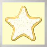 Iced Star Cookie. Yellow and Cream. Print