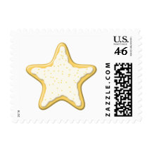 Iced Star Cookie. Yellow and White. Stamp