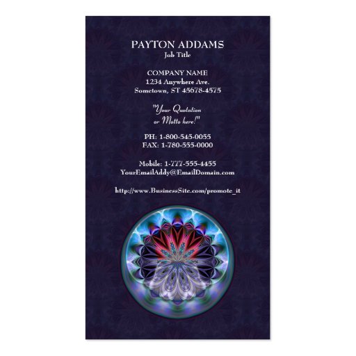 IceFire Mandala Vertical Business Card (front side)