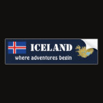 Iceland Flag Map Text Bumper Sticker