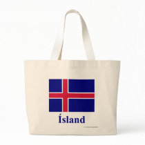 Iceland Flag with Name in Icelandic bags