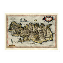 Iceland Map by Mercator Map 1595 posters