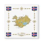 Iceland Map + Flags Magnet