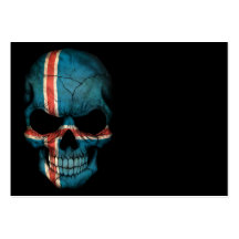 Icelandic Flag Skull on Black Business Card Templates