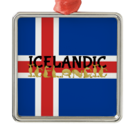 Icelandic Horse | Flag of Iceland Square Metal Christmas Ornament