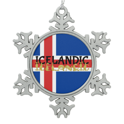 Icelandic Horse Flag Snowflake Pewter Christmas Ornament