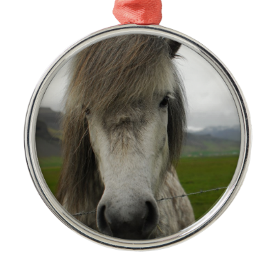 Icelandic Horse Round Metal Christmas Ornament