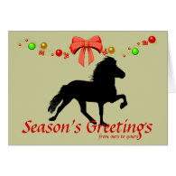 Icelandic Horse Silhouette Christmas Greeting Cards
