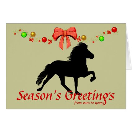 Personalized Icelandic Horse silhouette Christmas holiday greeting cards.