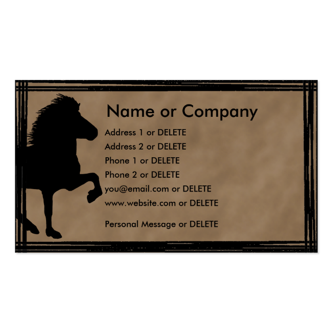Icelandic Horse Silhouette Personal Profile Business Card Template