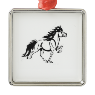 Icelandic Horse Square Metal Christmas Ornament
