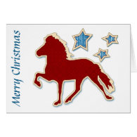 Icelandic Horse Stars Merry Christmas Greeting Cards
