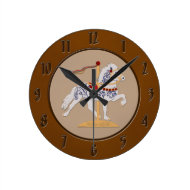 Icelandic Rose Scroll Carousel Horse Round Wall Clock
