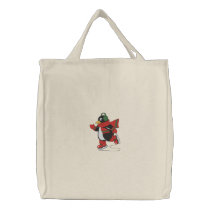 Iceskating Penguin Tote Bag embroidered bags by ThreadHeadLTD Iceskating Penguin Tote Bag embroidered bags
