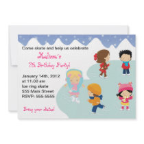 Iceskating Snowflake Birthday Party Invitations