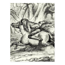 Ichabod Crane Running Away Post Card