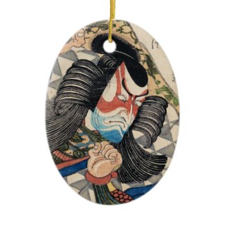 Ichikawa Danjuro IV in the Role of Kagekiyo art Christmas Tree Ornaments