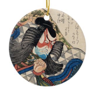 Ichikawa Danjuro IV in the Role of Kagekiyo art Christmas Tree Ornaments