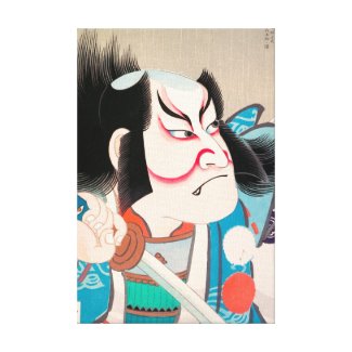 Ichikawa Danjuro kabuki samurai warrior tattoo art Stretched Canvas Prints