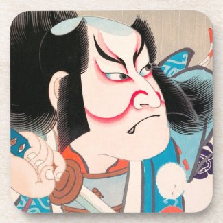 Ichikawa Danjuro kabuki samurai warrior tattoo art Beverage Coaster