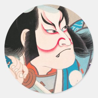 Ichikawa Danjuro kabuki samurai warrior tattoo art Sticker
