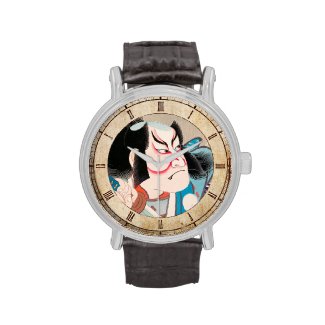Ichikawa Danjuro kabuki samurai warrior tattoo art Wrist Watch
