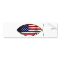 Ichthus - American Flag Bumper Stickers