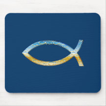 Ichthus - Christian Fish Symbol  Sky & Ground Mouse Pads