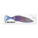 ICHTHUS Fish: I BELIEVE bumper stickers
