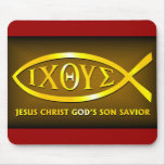 ICHTHUS: Jesus Fish Symbol Mousepad
