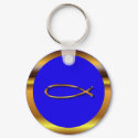 Ichthys Blue-Gold Keychain by 777Images Ichthys Blue-Gold Keychain