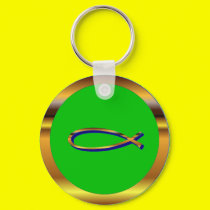 Ichthys Green-Gold Keychain