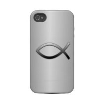 Ichthys Jesus Fish Silver Flare Tough Iphone 4 Cases