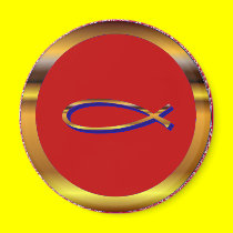 Ichthys Red-Gold Magnet by 777Images Ichthys Red-Gold Magnet