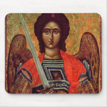 Icon of the Angel Michael, Greek, 18th century Mouse Pads