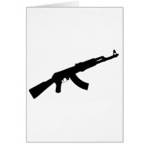 icono negro del ak 47 del arma felicitación