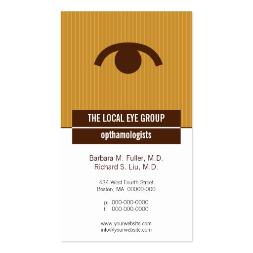 Iconographic Optical Appointment Business Card (front side)