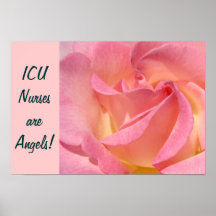 ICU Nurses are Angels! Art Prints Pink Rose Nurse