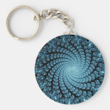 Icy Blue Chasm Fractal Keychain