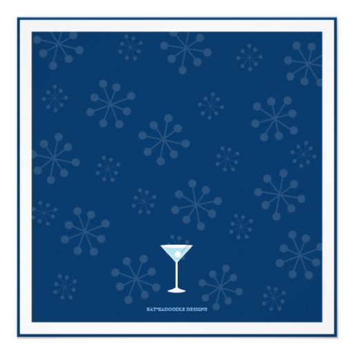 Icy Blue Holiday Snowflakes and Cocktail Party Personalized Announcements