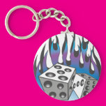 Icy Flaming Dice Keychains