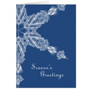 Icy fractal snowflake greeting card