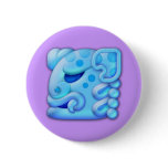 Icy Maya Jaguar Head Round Button