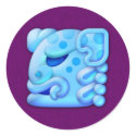 Icy Maya Jaguar Head Round Sticker by jamieco Icy Maya Jaguar Head Round Sticker