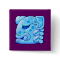 Icy Maya Jaguar Head Square Button