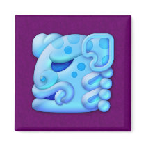 Icy Maya Jaguar Head Square Magnet by jamieco Icy Maya Jaguar Head Square Magnet