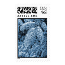 icy pine tree postage