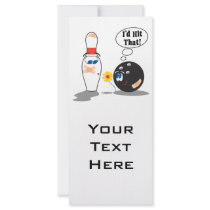 id hit that bowling ball thinks to pin bowling hum personalized rack card