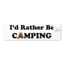 I'd Rather Be Camping Campfire Bumper Sticker