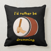 Id Rather be Drumming Japanese Taiko Drum Stick Throw Pillow